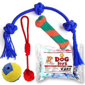 Boltz Combo of 4 Durable Dog Teeth Cleaning,Chewing and Biting Knotted Dog Toys -100% Natural &amp;amp;amp; Safe (Color May Vary)