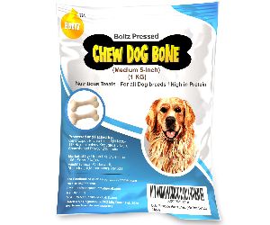 Boltz Rawhide Pressed Dog Chew Bone, (Medium 5-inch Size) 1 Kg Pack