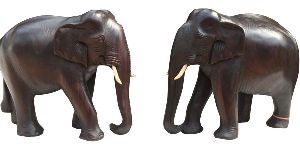 Rose Wooden Elephant Pair