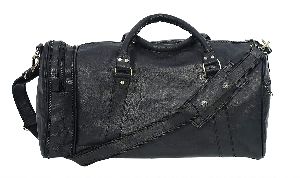 Oversized Genuine Black Leather Travel Luggage Duffel Bag Weekender Overnight Gym Sports Duffel Bag