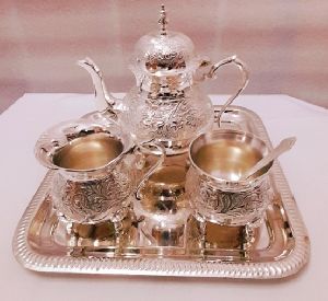 Brass Silver Plated Tea Set