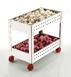 2 Layer Stainless Steel Perforated Vegetable Trolley