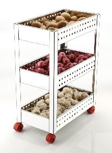 3 Layer Stainless Steel Perforated Vegetable Trolley