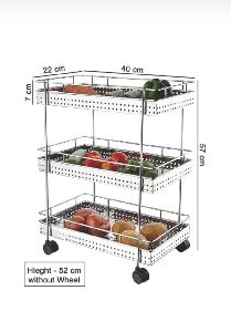 3 Layer Stainless Steel Wire Perforated Vegetable Trolley