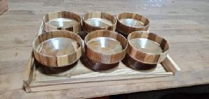Wooden Tray and Bowl Set