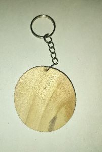 Wooden Circular Disc Key Chain