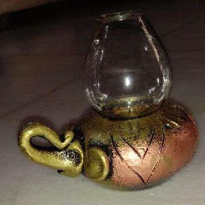 Elephant Shape with Glass Cover Handmade Lamp Diya