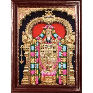 3D Tirupathi Balaji Lakshmi Tanjore Painting