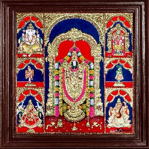 Balaji Lakshmi Ganesha Saraswathi Murugan Hanuman Garudan Panel Tanjore Painting