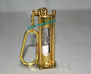 Brass Sand Timer Hourglass Keychain
