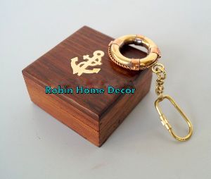 Brass Swimming Tube Keychain with Wooden Box