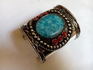 3&quot; beaded silver cuff