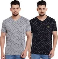 Men V- Neck Printed T- Shirt