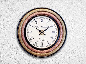 Wooden Brass Copper Wall Clock