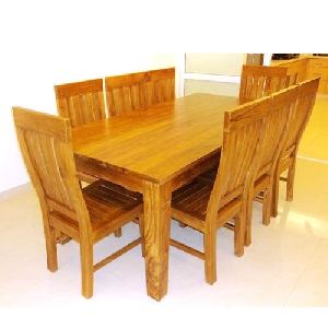 Teak Wood Dining Table Set 6 seater