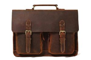 Handcrafted Leather Briefcase Messenger Bag