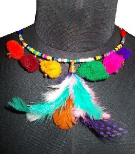 Multicolored Feathered Necklace
