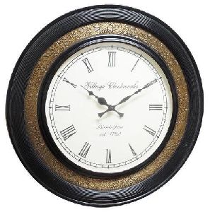 Wood Brass Fitted Wall Clock