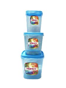 honey 3 pcs plastic containers set