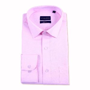 Pink Cotton Linen Solid Plain Shirts