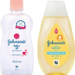Johnson’s Baby Vitamin E Body Massage oil with top to toe Bodywash