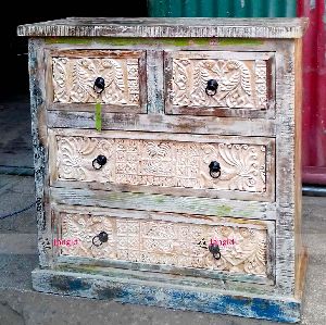 Reclaimed Wood Hand Carved Chest of Drawer India