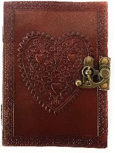 handmade large 8inch embossed leather personal diary