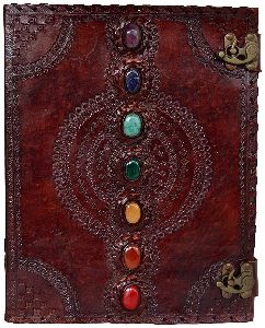 Leather Journal Seven Chakra Medieval Stone Embossed Handmade Book of Shadows Notebook Office Diary