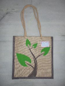Jute printed bag with rope handle