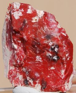 Cinnabar red crystals and powder