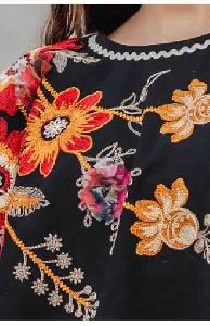 Black Embroidery Cape Poncho