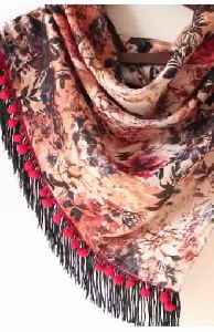 Sexy Red Floral Printed Triangle Scarf