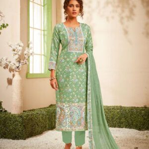 Pistachio Digital Kanni Print Cotton Suit