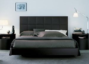 Black Wooden Double Bed