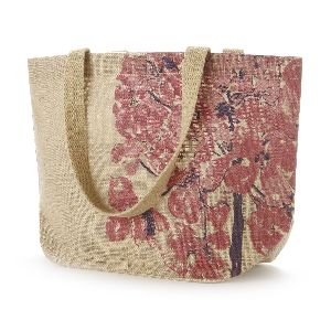 Printed Shopping Jute Bag, Color : Light Brown