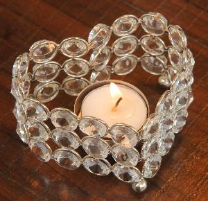 Heart Shaped Crystal Candle Holder