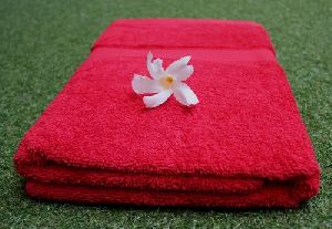 Ruby Red Cotton Bath Towels