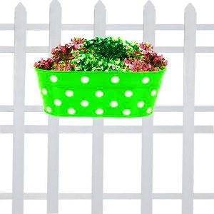 double hook dotted Oval railing planters (Green)