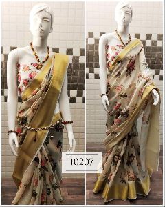 handloom linen saree