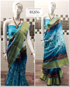 handloom linen saree