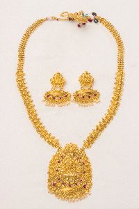 Antique Gold Polish Temple Necklace Set