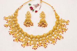 Designer Antique Necklace in Rajwadi Polish