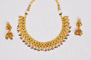 Exquisite Multi Color CZ with Beads Necklace Set