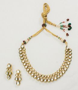 Exquisite Two Line Kundan Necklace Set