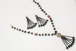 Fancy Black Color Gemstone Necklace Set
