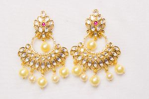 Kundan Meena Gold Polish Earring