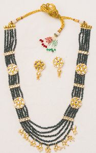 Black Color Beads & Kundan Mala