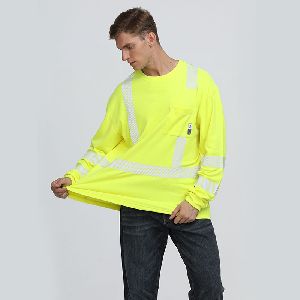 High visibility cotton long sleeve fire resistant men's shirts