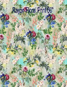 Rayon Floral Printed Fabric, 60&quot;
