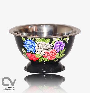Hand Painted Enamelware Decorative Floral Bowl